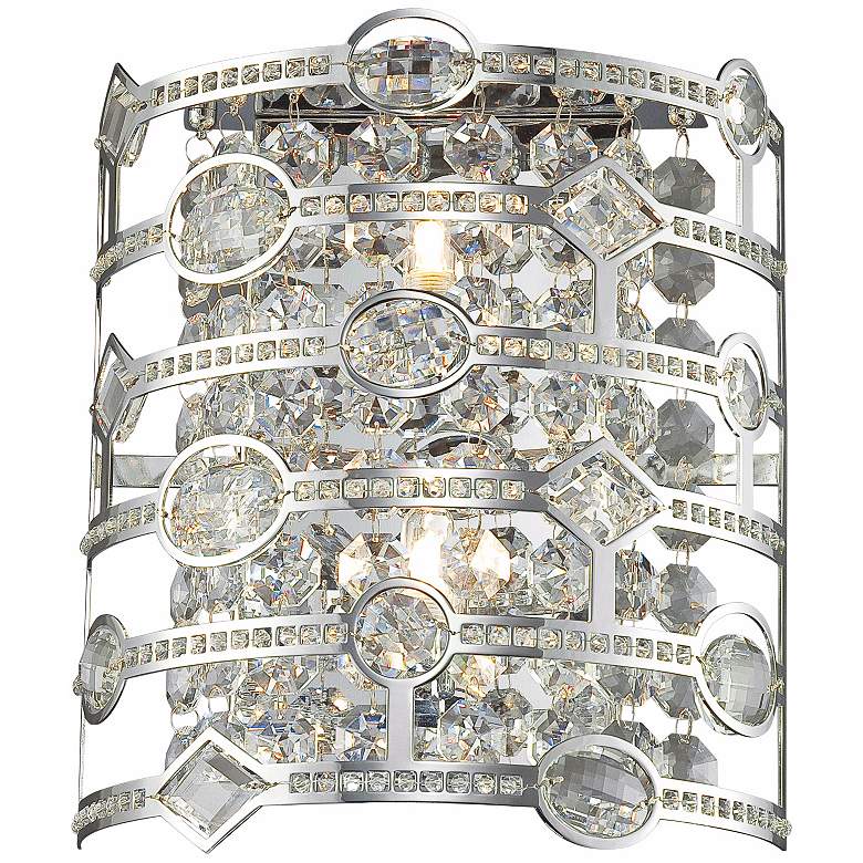 Image 1 Mica Collection 15 inch High Chrome and Crystal Wall Sconce