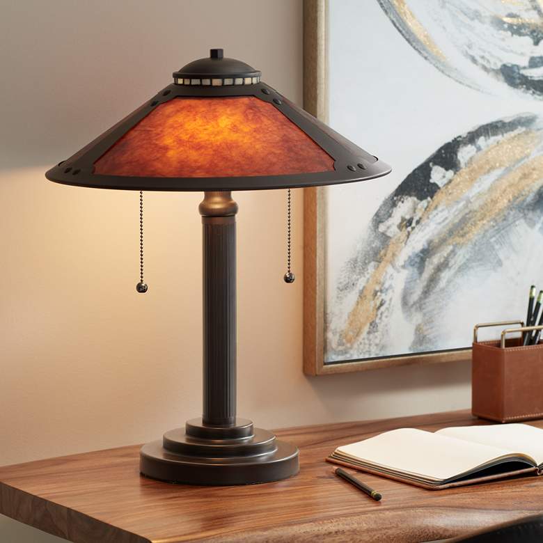 Mica Collection 18 1/2&quot; High Mission-Style Desk Accent Lamp