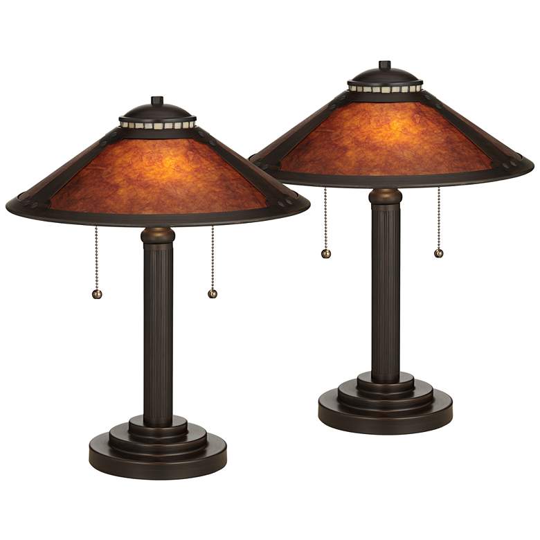 Image 2 Mica Mission-Style 18 1/2 inch High Desk Lamps - Set of 2