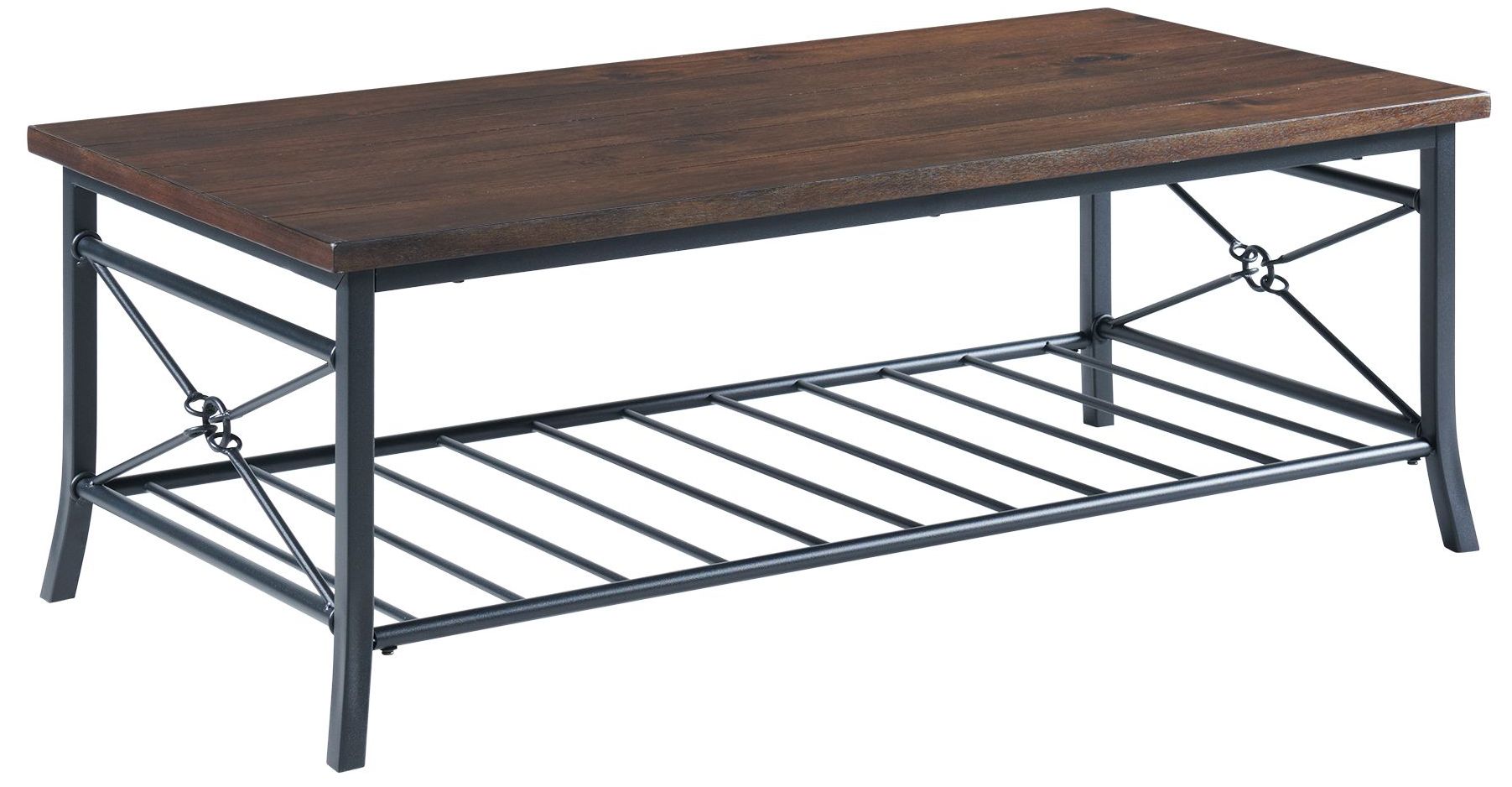 Image 3 Mica Walnut Wood and Dark Metal 3-Piece Occasional Table Set more views