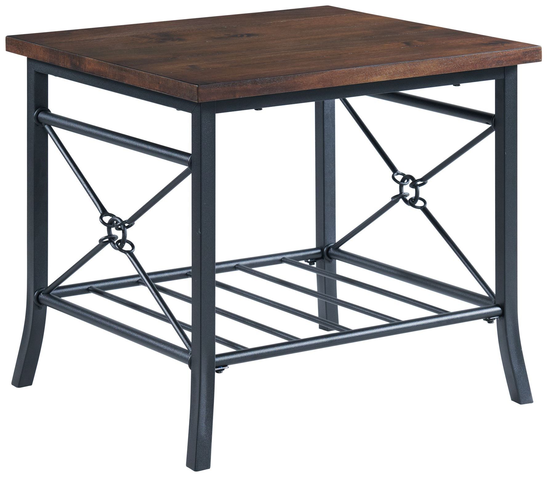 Image 4 Mica Walnut Wood and Dark Metal 3-Piece Occasional Table Set more views