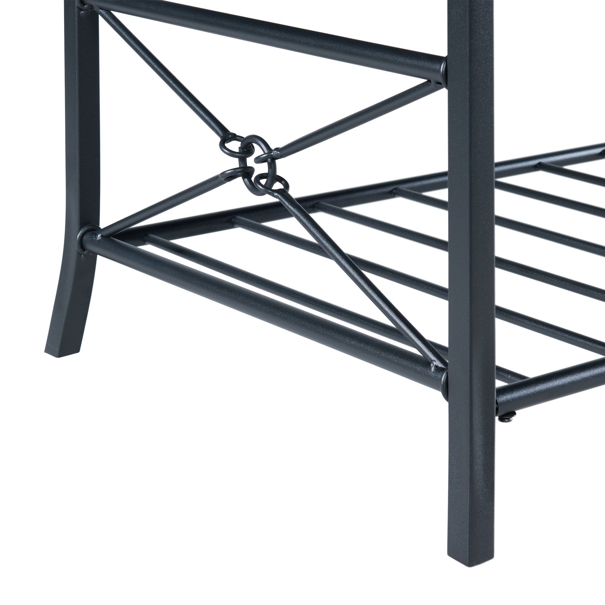 Image 7 Mica Walnut Wood and Dark Metal 3-Piece Occasional Table Set more views