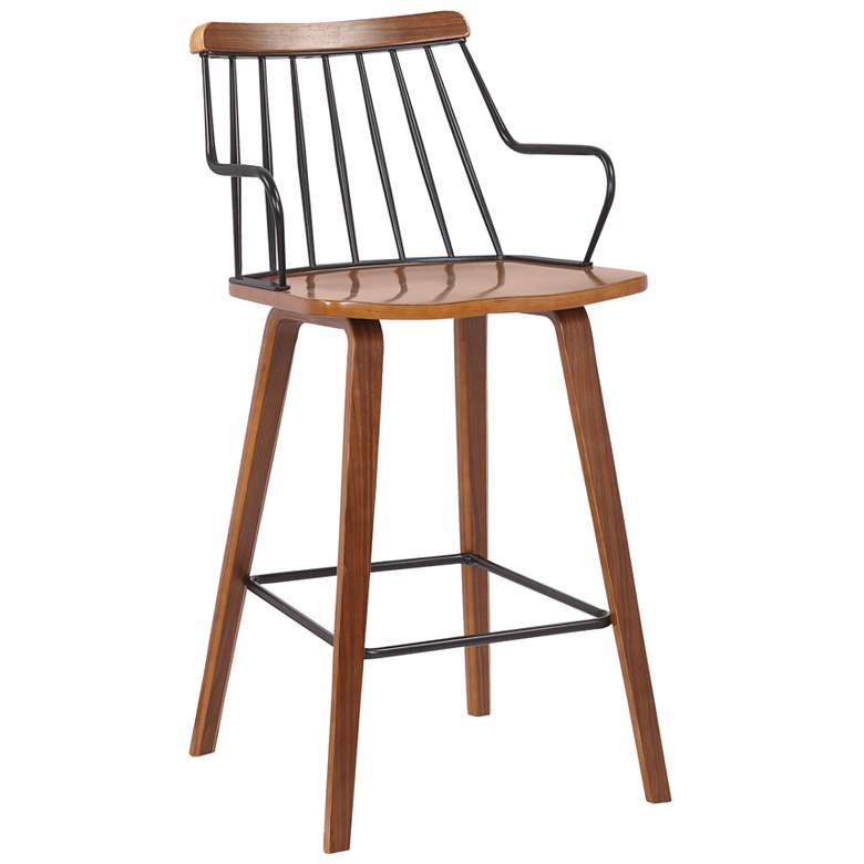 Image 1 Micah 26 in. Barstool in Black Powder Coated Finish, Walnut