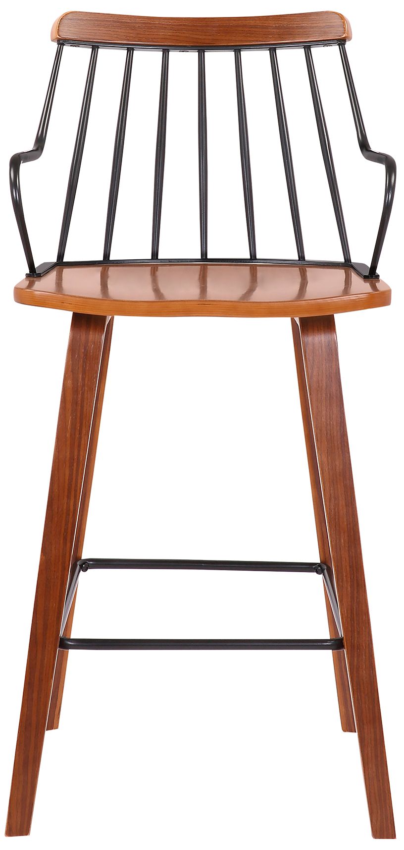 Image 3 Micah 26 in. Barstool in Black Powder Coated Finish, Walnut more views