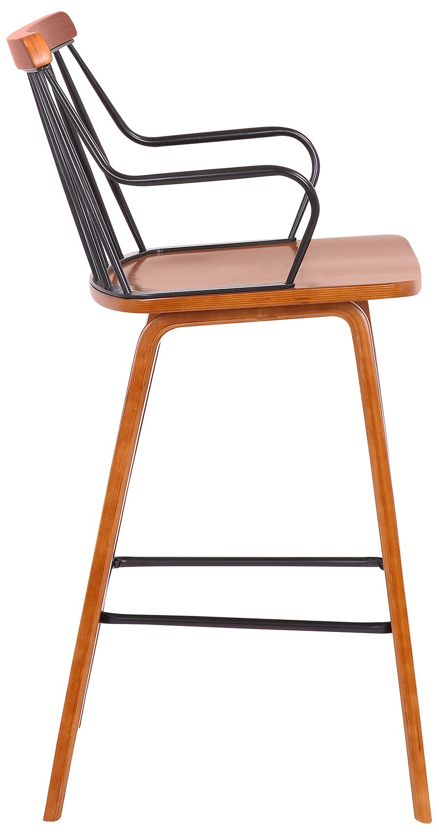 Image 4 Micah 26 in. Barstool in Black Powder Coated Finish, Walnut more views