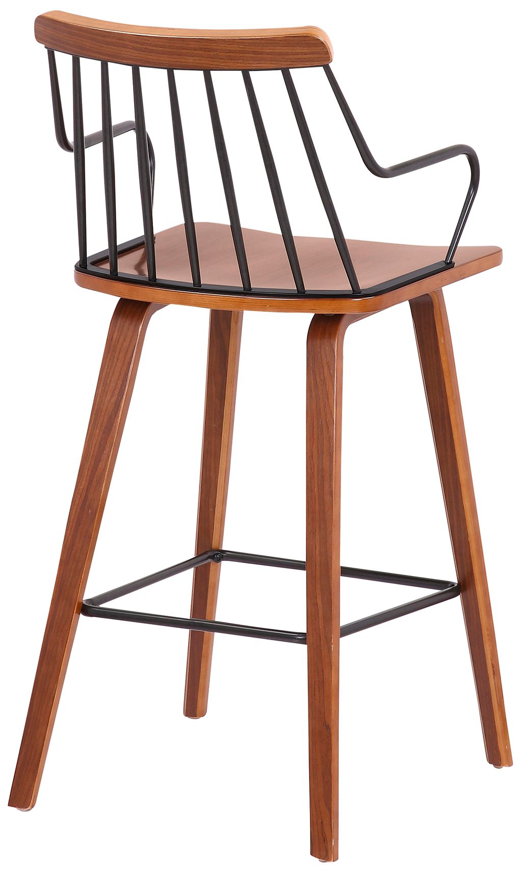 Image 5 Micah 26 in. Barstool in Black Powder Coated Finish, Walnut more views