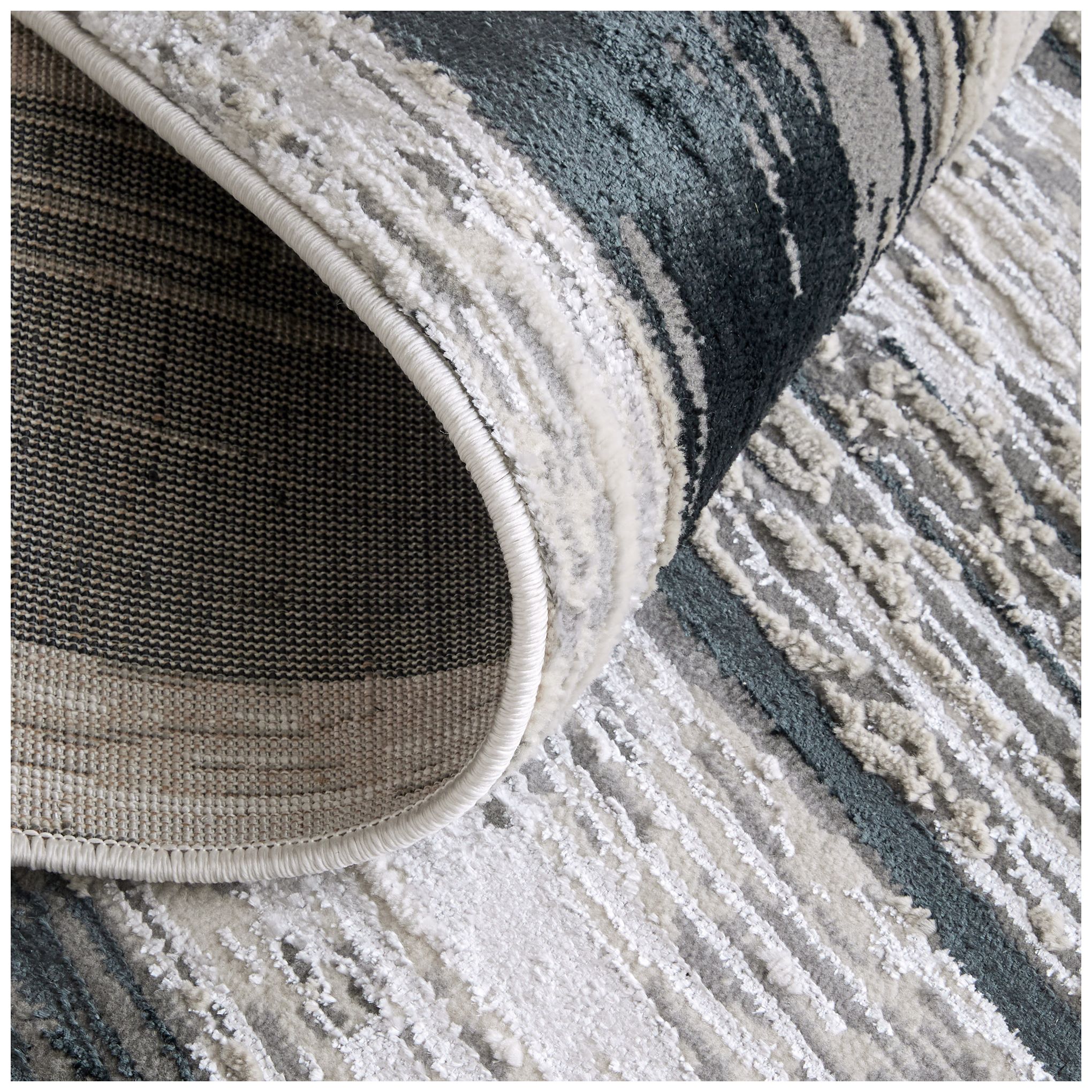 Micah 3338F 6'7"x9'6" Black/Silver Rectangular Area Rug