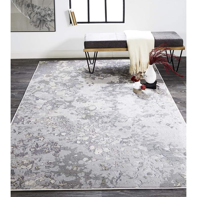 Image 1 Micah 6943336 5'x8' Silver and Ivory Metallic Fluid Area Rug