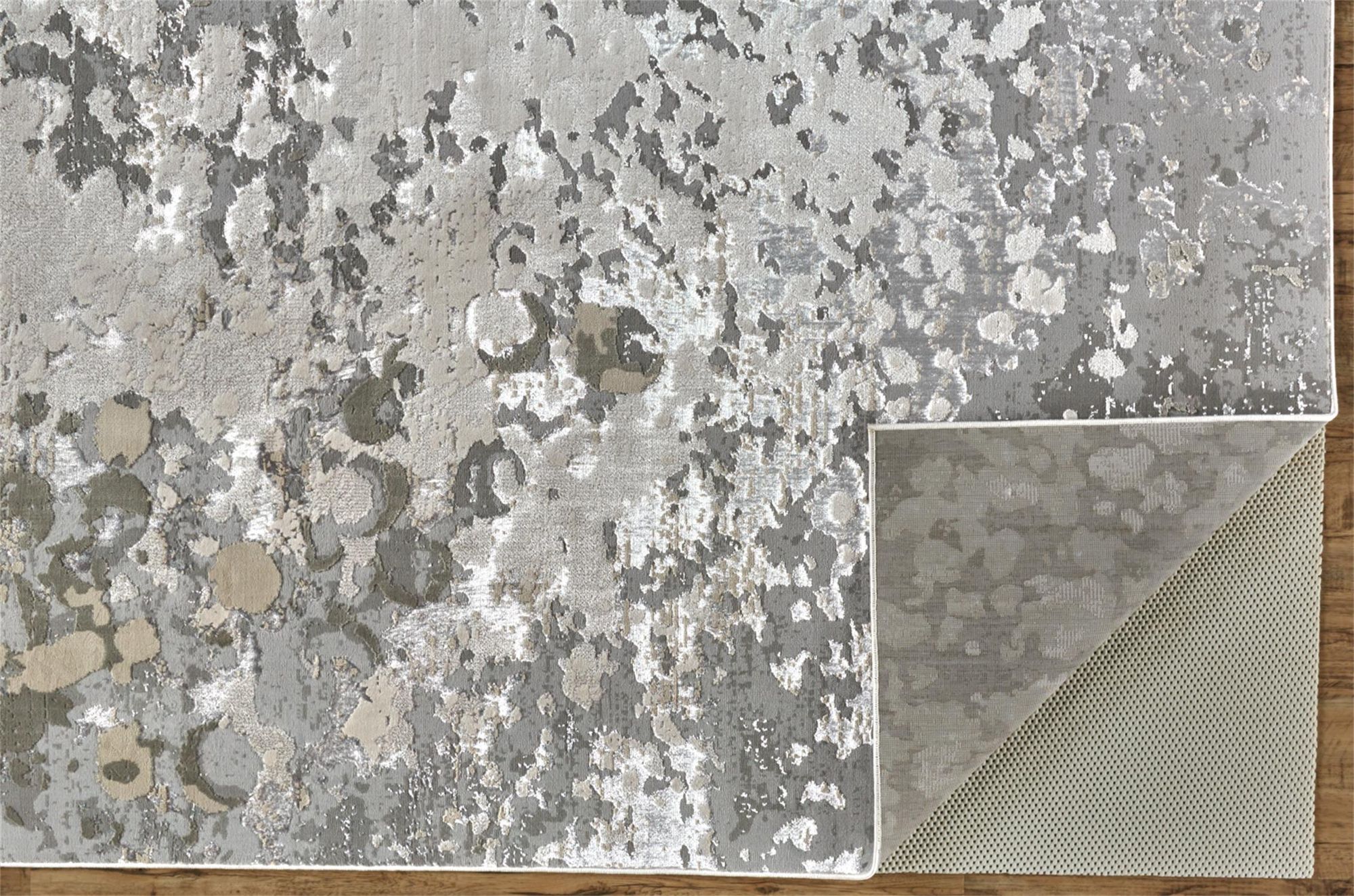 Thumbnail4 of Micah 6943336 6'7"x9'6" Silver Ivory Metallic Fluid Area more views