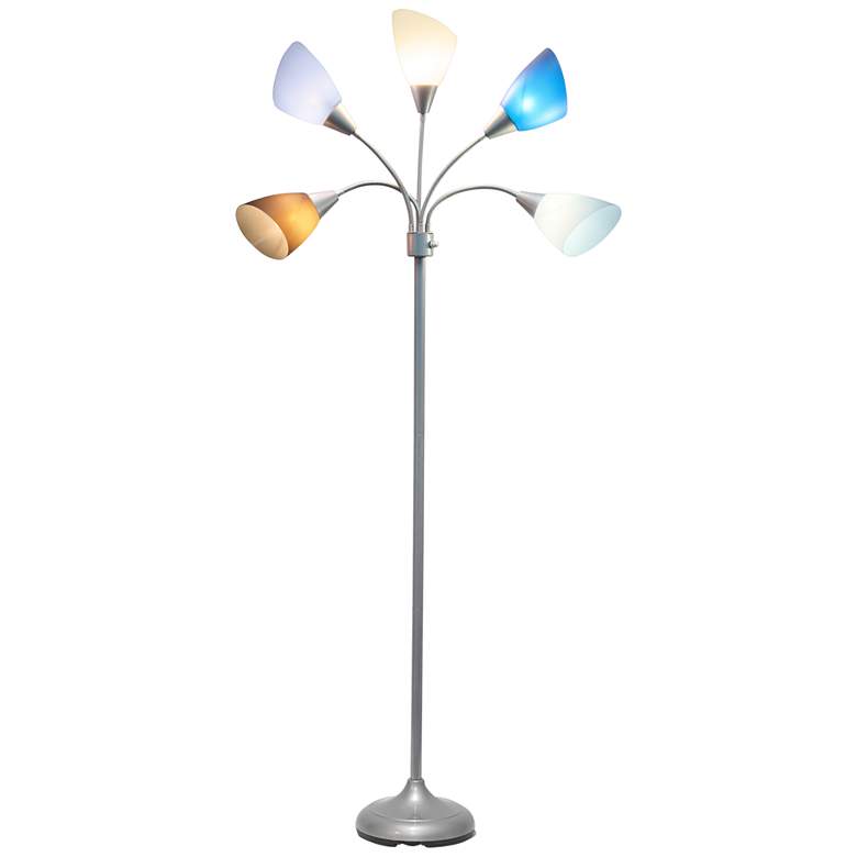 Image 7 Micah Silver 5 Light Floor Lamp with Blue White Gray Shade more views