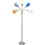 Micah Silver 5 Light Floor Lamp with Blue White Gray Shade