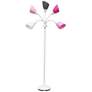 Micah Silver 5 Light Floor Lamp with Pink White Gray Shade