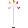 Micah Silver 5 Light Floor Lamp with Pink White Gray Shade