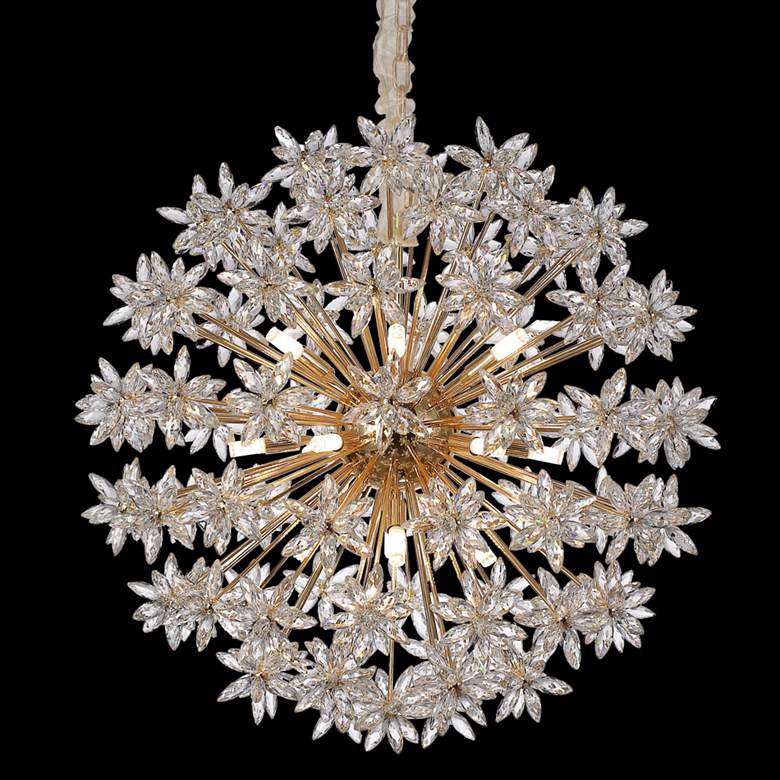 Image 1 Michael Amini Bouquet 31 1/2 inch 18-Light Gold Crystal Flower Chandelier