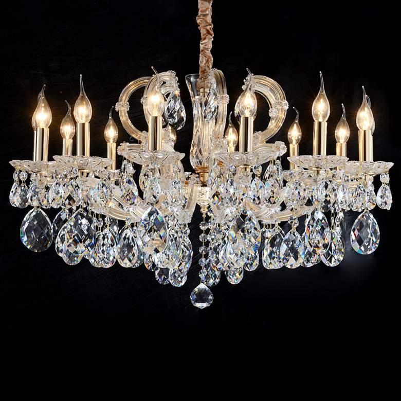 Image 1 Michael Amini Portola II 32 1/4 inch Wide 14-Light Gold Crystal Chandelier