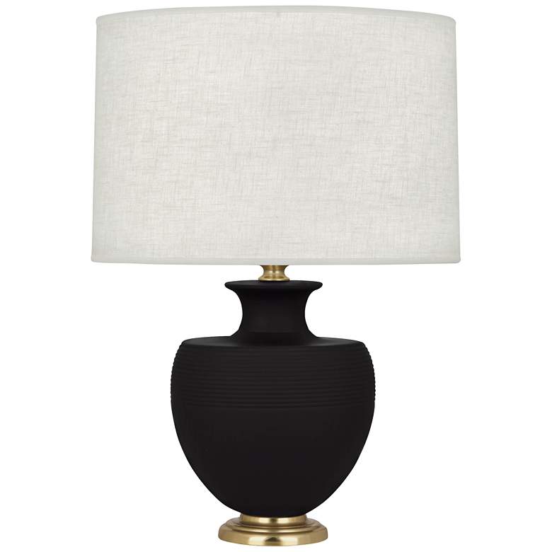Image 1 Michael Berman Atlas 25 1/4" Brass and Dark Coal Ceramic Table Lamp