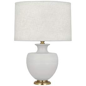 Image1 of Michael Berman Atlas 25 1/4" Brass and Dove Gray Ceramic Table Lamp