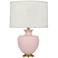 Michael Berman Atlas 25 1/4" Brass and Woodrose Pink Ceramic Lamp