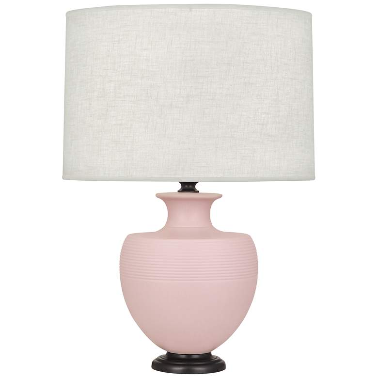 Image 1 Michael Berman Atlas 25 1/4 inch Bronze and Woodrose Ceramic Table Lamp