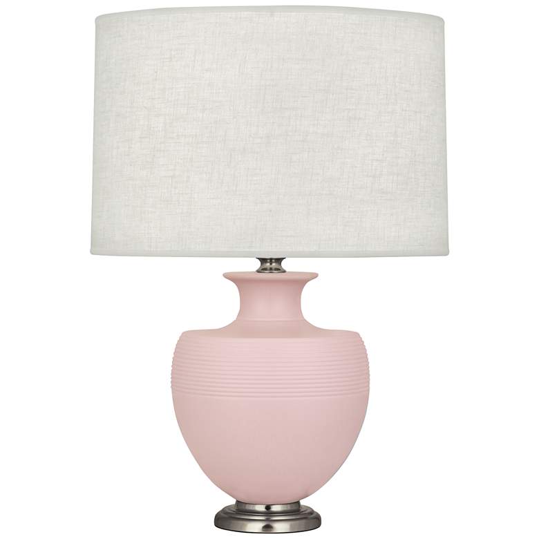 Image 1 Michael Berman Atlas Nickel and Woodrose Ceramic Table Lamp