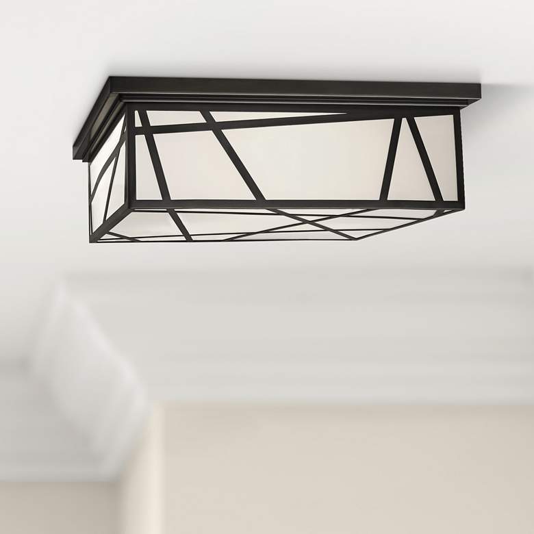 Image 1 Michael Berman Bond 17 1/2" Wide Patina Bronze Ceiling Light