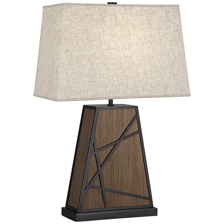 Image 1 Michael Berman Bond Heather Shade Smoked Walnut Wood Table Lamp