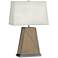 Michael Berman Bond Oyster Shade Driftwood Oak Wood Table Lamp