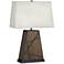 Michael Berman Bond Oyster Shade Smoked Walnut Wood Table Lamp