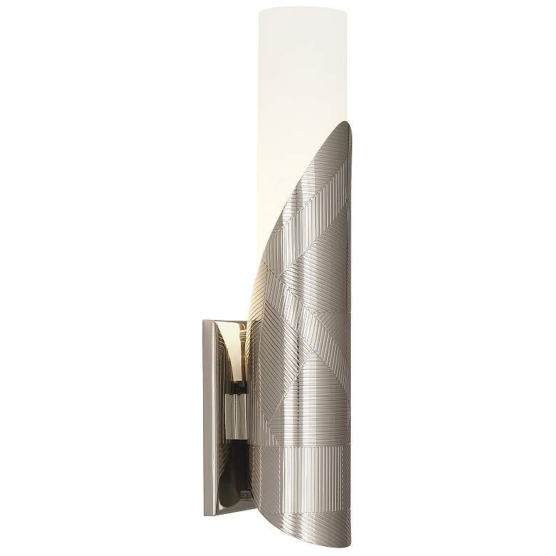 Image 1 Michael Berman Brut 16.5"H Nickel Wall Sconce w/ Frosted White Glass S