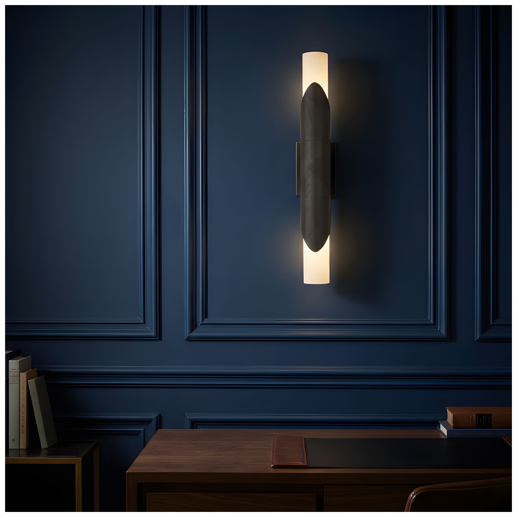 Image 3 Michael Berman Brut 25" Sconce Etched Deep Patina Bronze White Glass S more views