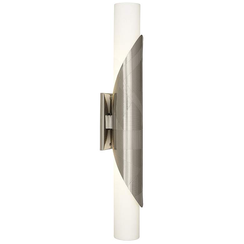 Image 1 Michael Berman Brut 25"H Nickel Wall Sconce w/ Frosted White Glass Sha