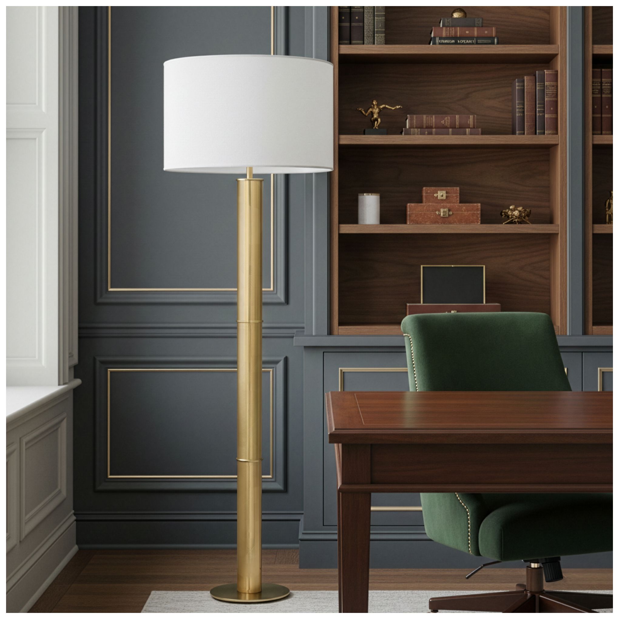 Image 5 Michael Berman Brut 62 1/4" Modern Brass Metal Column Floor Lamp more views