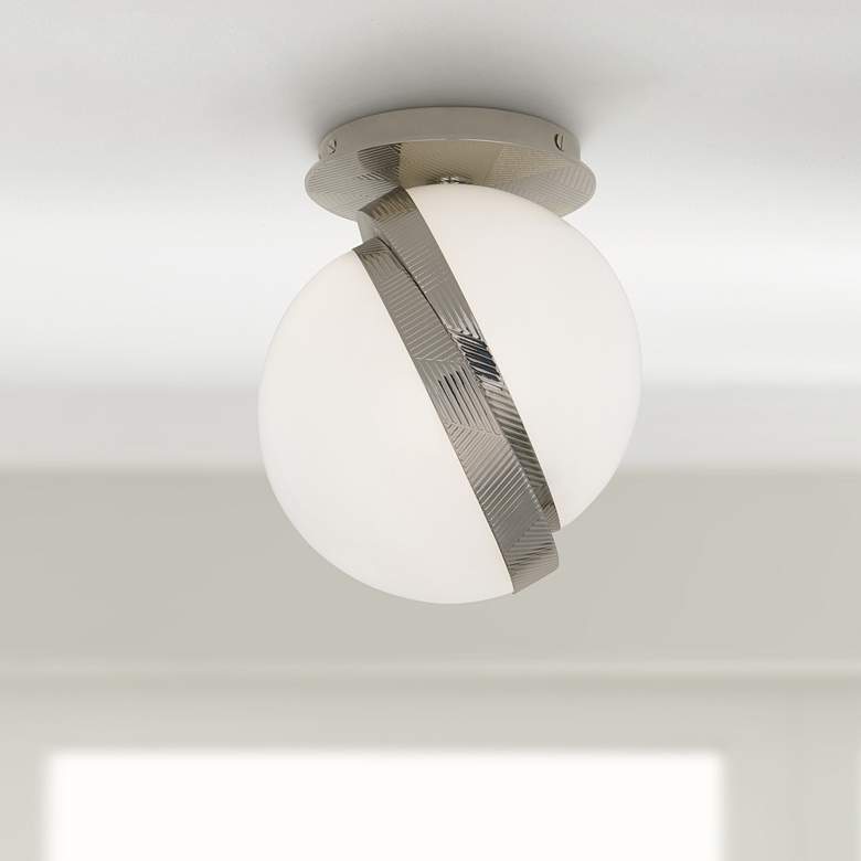 Image 1 Michael Berman Brut 7 inch Wide Polished Nickel Ceiling Light