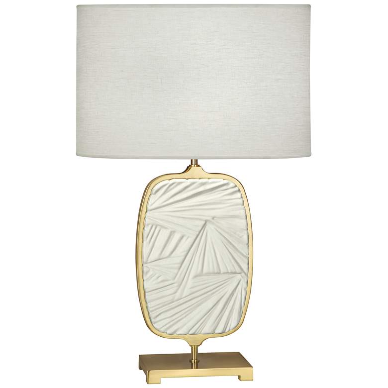 Image 1 Michael Berman Flynn Brass and Lily Ceramic Table Lamp