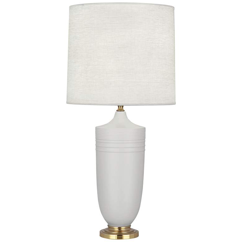 Image 1 Michael Berman Hadrian 28 3/4" Brass and Gray Ceramic Table Lamp
