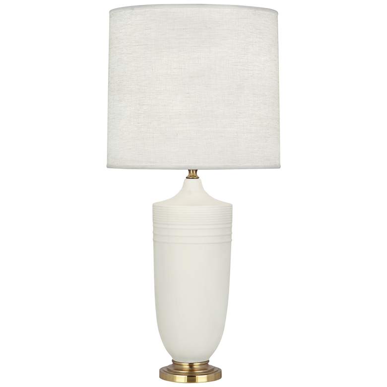 Image 1 Michael Berman Hadrian 28 3/4 inch Brass and Lily Ceramic Table Lamp