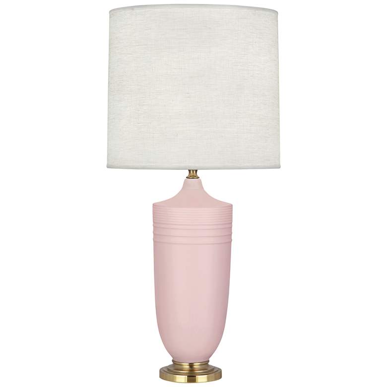 Image 1 Michael Berman Hadrian 28 3/4 inch Brass and Pink Ceramic Table Lamp