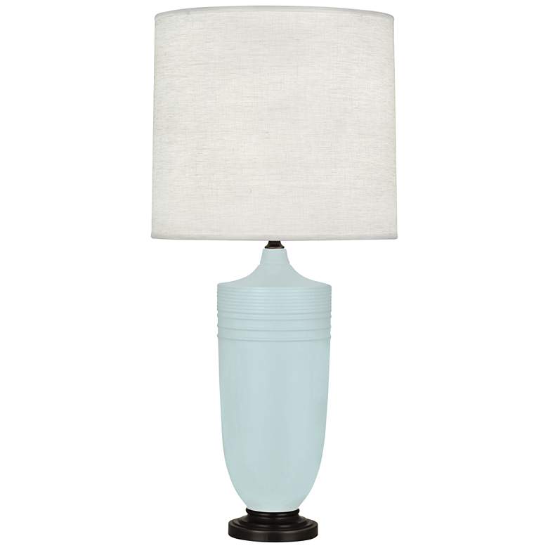 Image 1 Michael Berman Hadrian 28 3/4 inch Bronze and Blue Ceramic Table Lamp