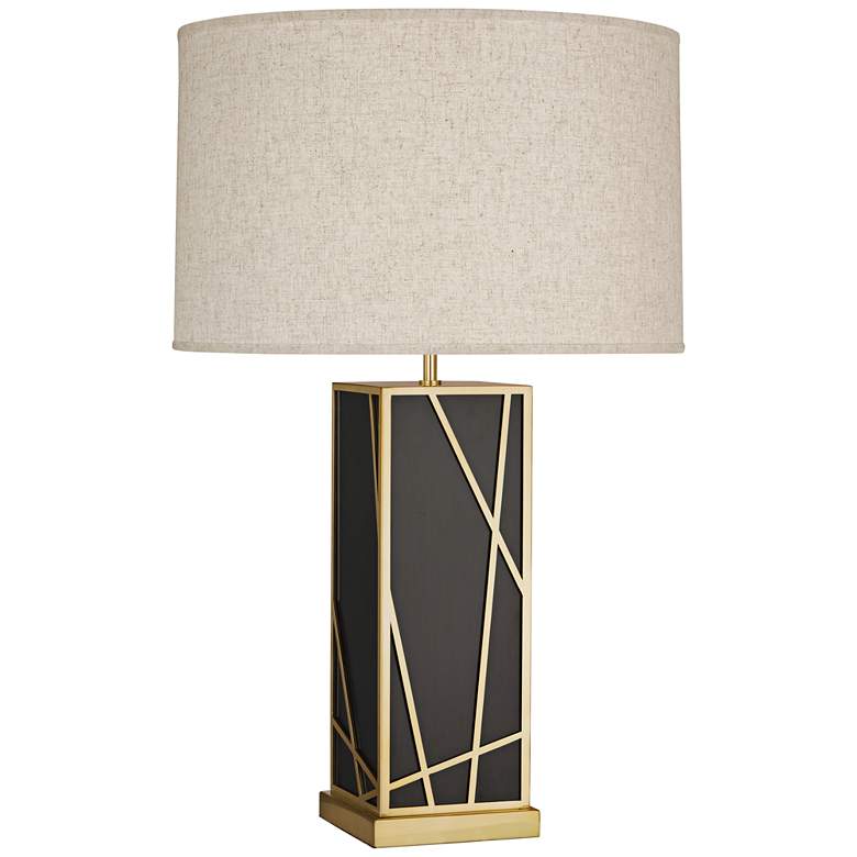Image 1 Michael Berman Kerr Bronze Tall Table Lamp w/ Heather Shade