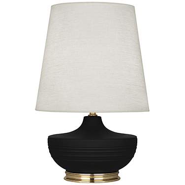 Michael Berman Nolan 27 1/2" Brass and Dark Coal Ceramic Table Lamp