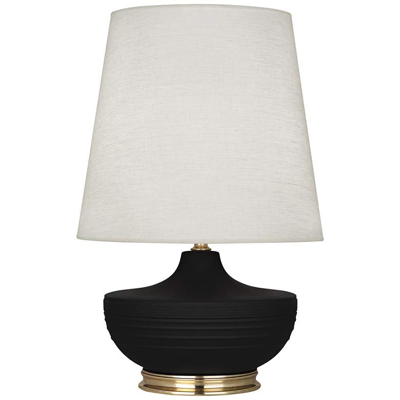 Image 1 Michael Berman Nolan 27 1/2" Brass and Dark Coal Ceramic Table Lamp