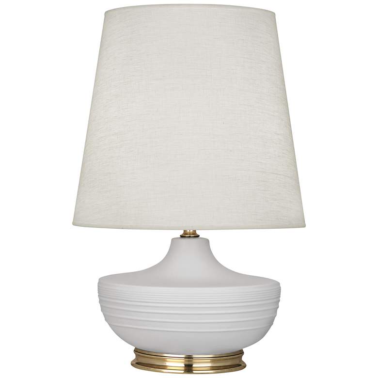 Image 1 Michael Berman Nolan 27 1/2 inch Brass and Dove Gray Ceramic Table Lamp