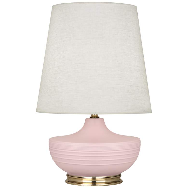 Image 1 Michael Berman Nolan 27 1/2" Brass and Woodrose Pink Ceramic Lamp