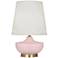 Michael Berman Nolan 27 1/2"  Brass and Woodrose Pink Ceramic Lamp