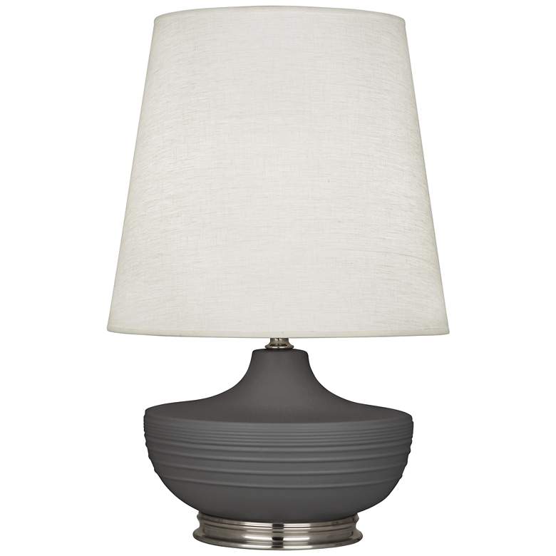 Image 1 Michael Berman Nolan 27 1/2" Nickel and Black Ash Ceramic Table Lamp
