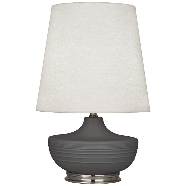 Image 1 Michael Berman Nolan 27 1/2 inch Nickel and Black Ash Ceramic Table Lamp