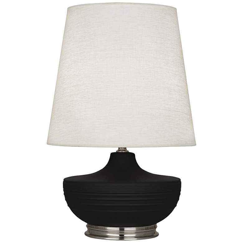 Image 1 Michael Berman Nolan 27 1/2 inch Nickel and Dark Coal Black Ceramic Lamp