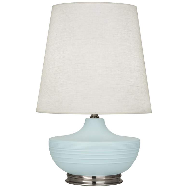 Image 1 Michael Berman Nolan 27 1/2" Nickel and Sky Blue Ceramic Table Lamp