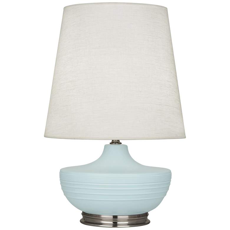 Image 1 Michael Berman Nolan 27 1/2 inch Nickel and Sky Blue Ceramic Table Lamp