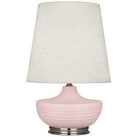 Image1 of Michael Berman Nolan 27 1/2" Nickel and Woodrose Pink Ceramic Lamp